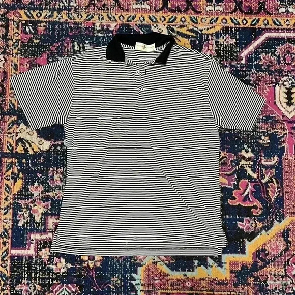 Fairway & Greene FG Signature Polo Golf Shirt Black and White Stripes Men Small - Picture 1 of 1